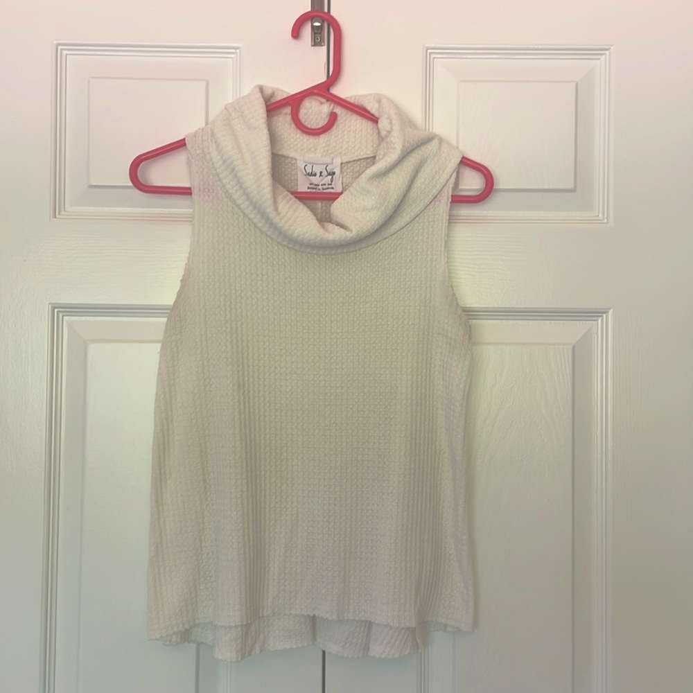 White cowl neck sweater tank